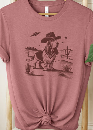 Basset Hound Cowboy UFO Ink T-Shirt