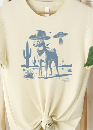 Basenji Cowboy Ink Space UFO T-Shirt