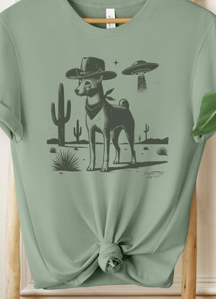 Basenji Cowboy Ink Space UFO T-Shirt