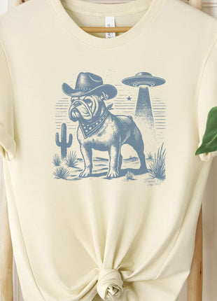 Bulldog Cowboy Ink Space UFO T-Shirt
