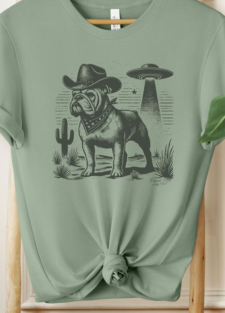 Bulldog Cowboy Ink Space UFO T-Shirt