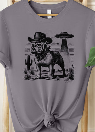 Bulldog Cowboy Ink Space UFO T-Shirt