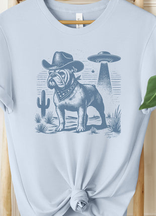 Bulldog Cowboy Ink Space UFO T-Shirt