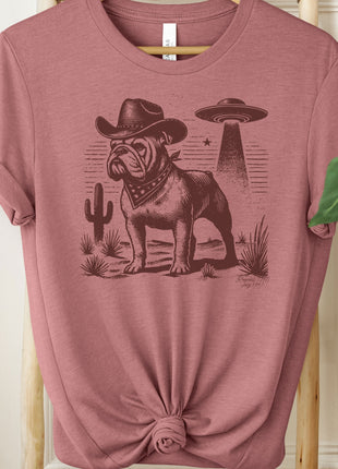 Bulldog Cowboy Ink Space UFO T-Shirt