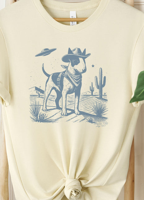 Bull Terrier Bully Cowboy Ink Space UFO T-Shirt