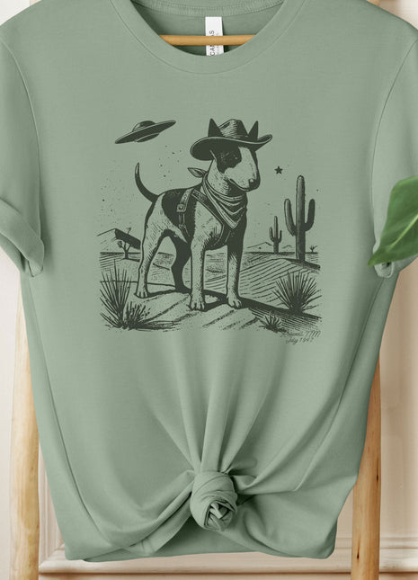 Bull Terrier Bully Cowboy Ink Space UFO T-Shirt