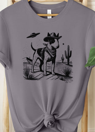 Bull Terrier Bully Cowboy Ink Space UFO T-Shirt