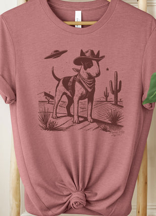 Bull Terrier Bully Cowboy Ink Space UFO T-Shirt
