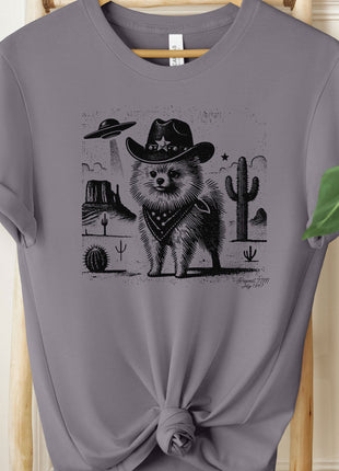 Pomeranian Pom Cowboy Ink Space UFO T-Shirt