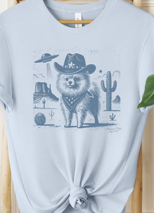 Pomeranian Pom Cowboy Ink Space UFO T-Shirt