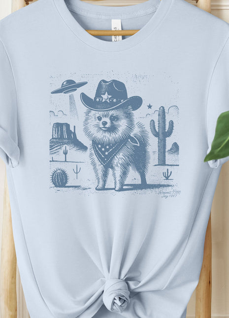 Pomeranian Pom Cowboy Ink Space UFO T-Shirt