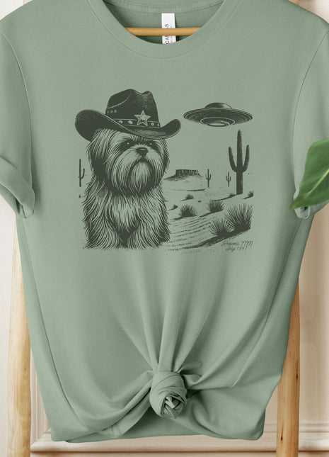 Shih Tzu Ink Cowboy Space UFO T-Shirt