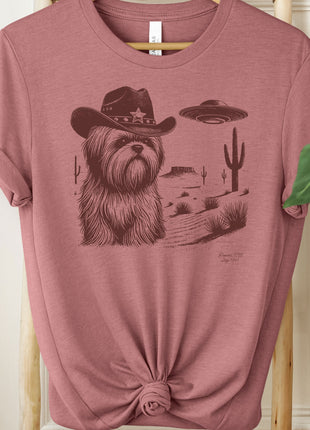 Shih Tzu Ink Cowboy Space UFO T-Shirt