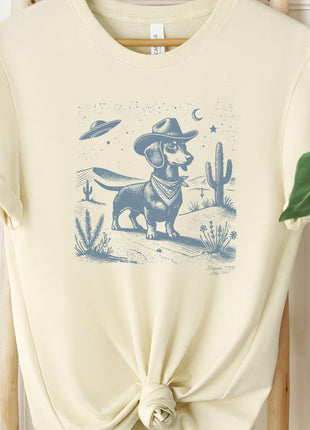 Dachshund Wiener Dog Ink Space Cowboy UFO T-Shirt Weenie