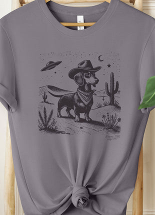 Dachshund Wiener Dog Ink Space Cowboy UFO T-Shirt Weenie