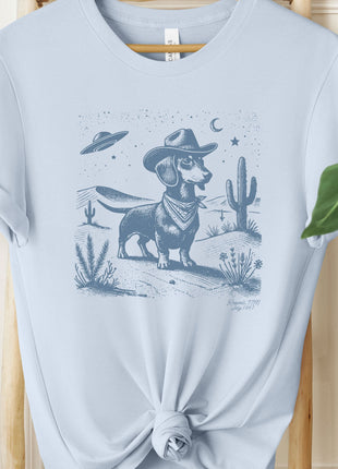 Dachshund Wiener Dog Ink Space Cowboy UFO T-Shirt Weenie