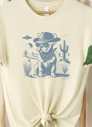 Frenchie French Bulldog Ink Space Cowboy UFO T-Shirt