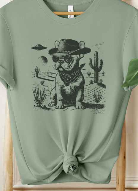 Frenchie French Bulldog Ink Space Cowboy UFO T-Shirt