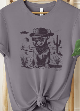 Frenchie French Bulldog Ink Space Cowboy UFO T-Shirt