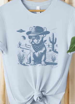 Frenchie French Bulldog Ink Space Cowboy UFO T-Shirt