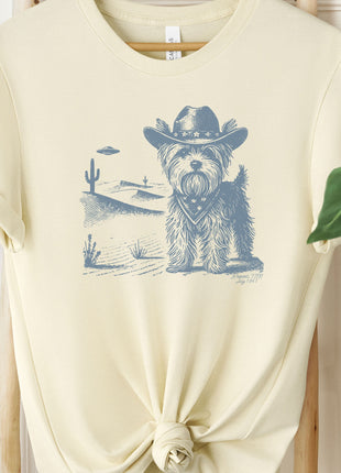 Yorkie Yorkshire Terrier Ink Space Cowboy UFO T-Shirt