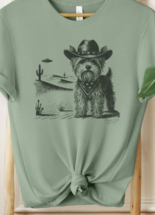 Yorkie Yorkshire Terrier Ink Space Cowboy UFO T-Shirt