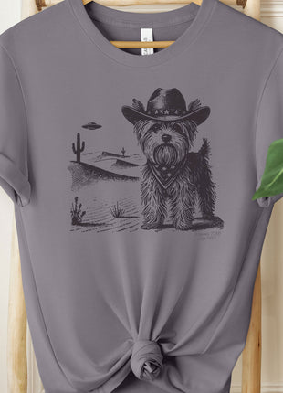 Yorkie Yorkshire Terrier Ink Space Cowboy UFO T-Shirt