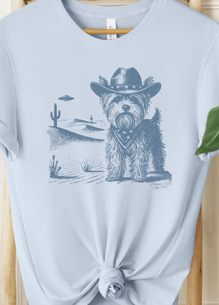 Yorkie Yorkshire Terrier Ink Space Cowboy UFO T-Shirt