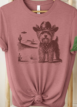 Yorkie Yorkshire Terrier Ink Space Cowboy UFO T-Shirt
