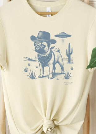 Pug Cowboy Ink Space Cowboy UFO T-Shirt