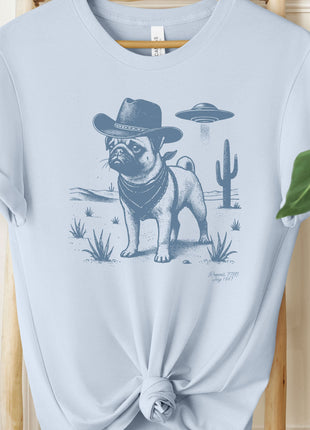 Pug Cowboy Ink Space Cowboy UFO T-Shirt