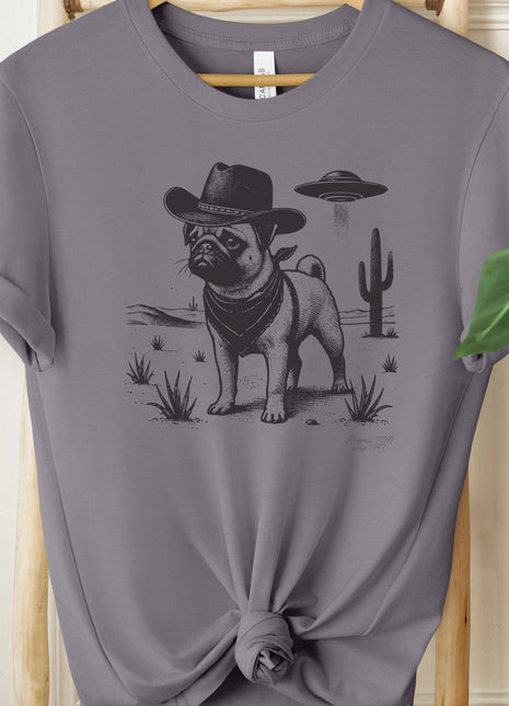 Pug Cowboy Ink Space Cowboy UFO T-Shirt