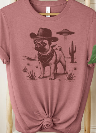 Pug Cowboy Ink Space Cowboy UFO T-Shirt