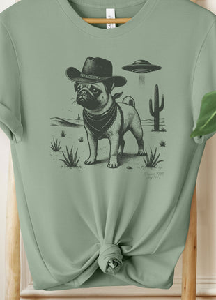 Pug Cowboy Ink Space Cowboy UFO T-Shirt