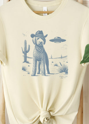 Goldendoodle Doodle Ink Cowboy UFO T-Shirt