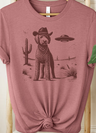 Goldendoodle Doodle Ink Cowboy UFO T-Shirt