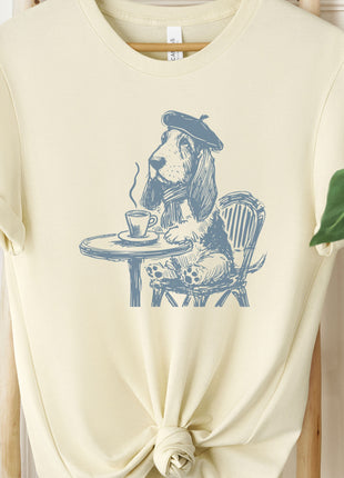 Basset Hound France Paris Cafe Coffee T-Shirt