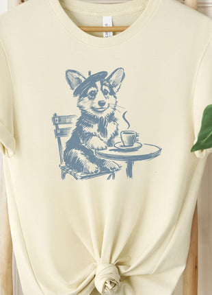 Corgi Paris France Coffee T-Shirt