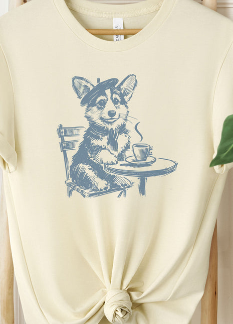 Corgi Paris France Coffee T-Shirt