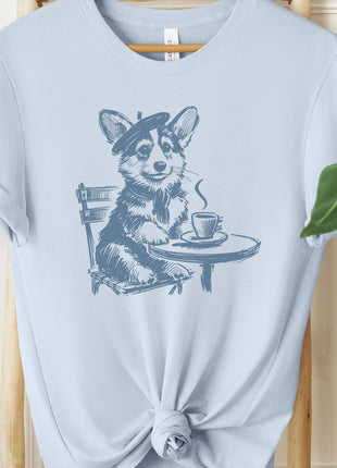 Corgi Paris France Coffee T-Shirt