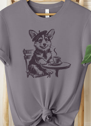 Corgi Paris France Coffee T-Shirt