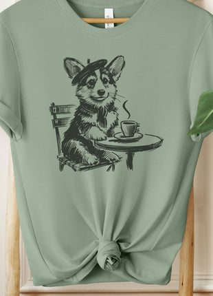 Corgi Paris France Coffee T-Shirt
