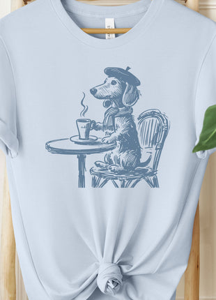 Dachshund Weenie Paris France Cafe Coffee T-Shirt