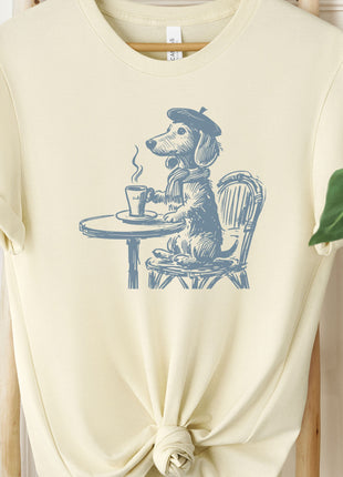 Dachshund Weenie Paris France Cafe Coffee T-Shirt