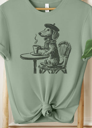 Dachshund Weenie Paris France Cafe Coffee T-Shirt