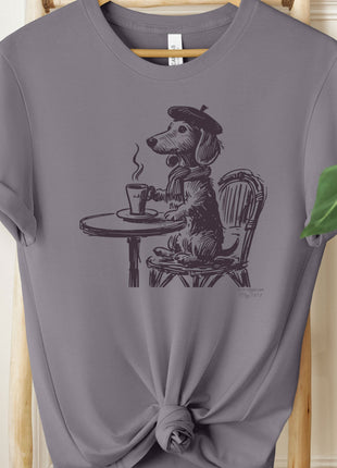 Dachshund Weenie Paris France Cafe Coffee T-Shirt
