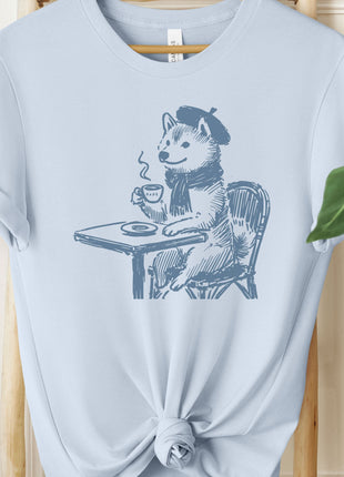 Shiba Inu France Paris Coffee Cafe T-Shirt