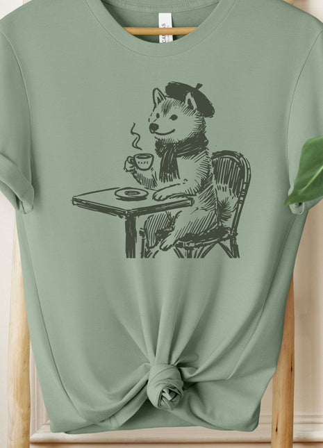 Shiba Inu France Paris Coffee Cafe T-Shirt