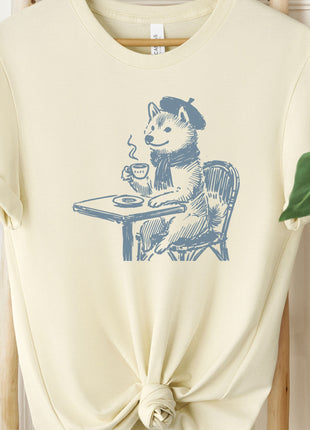 Shiba Inu France Paris Coffee Cafe T-Shirt