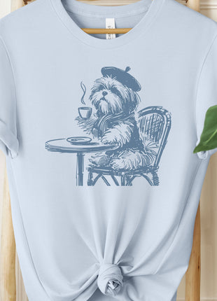 Shih Tzu Coffee France Paris French T-Shirt
